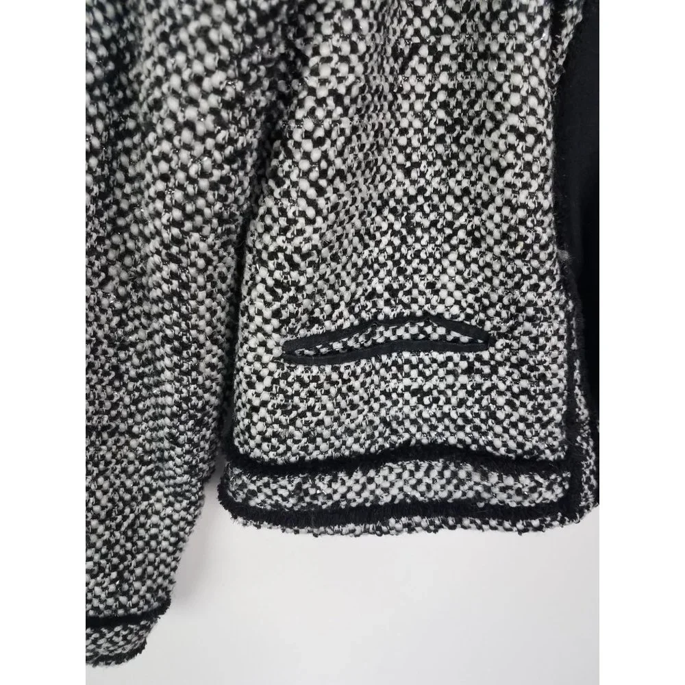 Lands' End Girls Sz. 7/8 Black/White/Silver Tweed Button Up Jacket/Blazer - Picture 6 of 9
